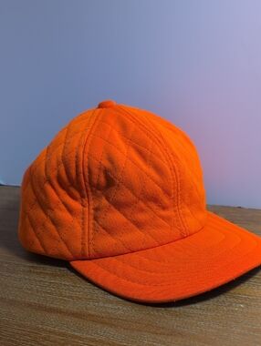 Vtg Youngfin sz M Quilted Orange Trapper Hat